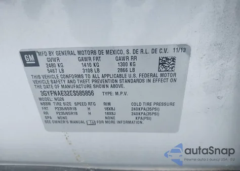 2014 Cadillac Srx Standard from USA, damaged, VIN 3GYFNAE32ES585856